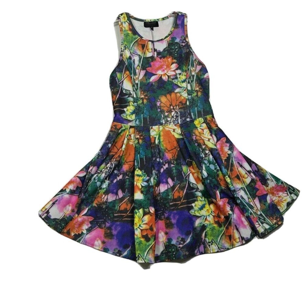 Romeo Juliet Couture Dress Women Medium Floral Colorful Sleeveless Art to wear
